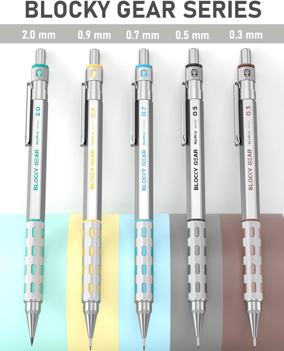 Nicpro 36PCS Blocky Gear Mechanical Pencil Set with Case