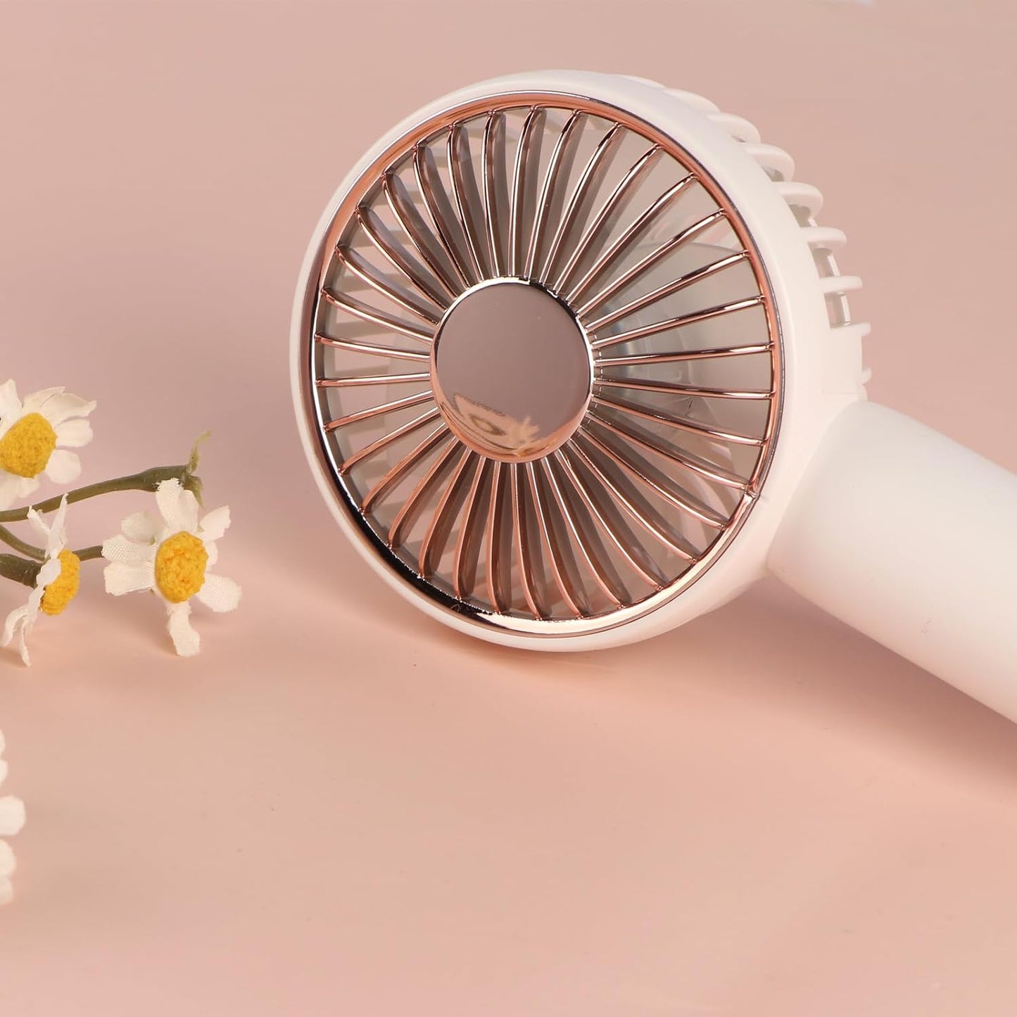 Fan Portable with Base, 3000mAh Battery USB Rechargeable Small - White