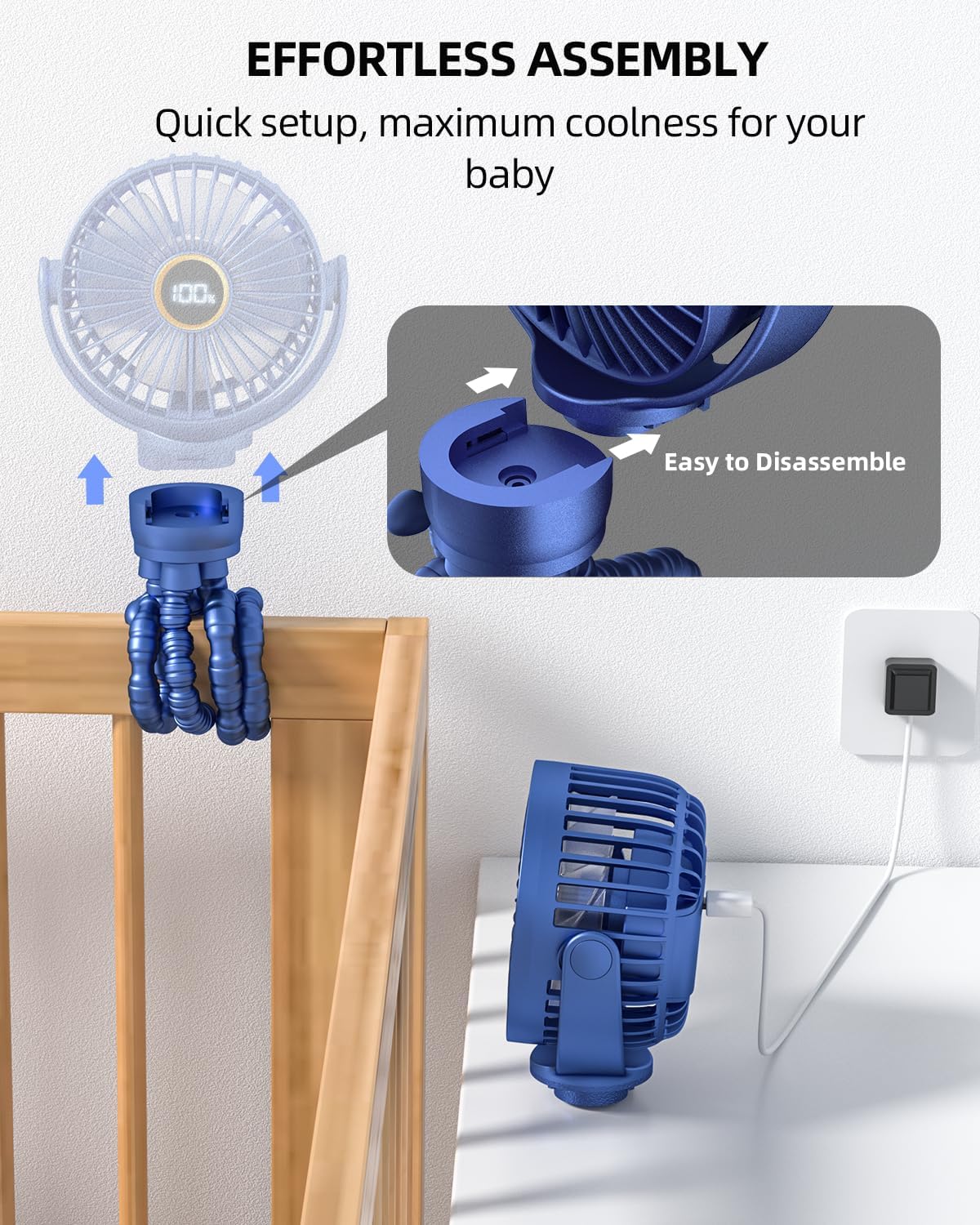Fan Portable, 3 Speeds Personal Fan with Rotatable Handheld Rechargeable