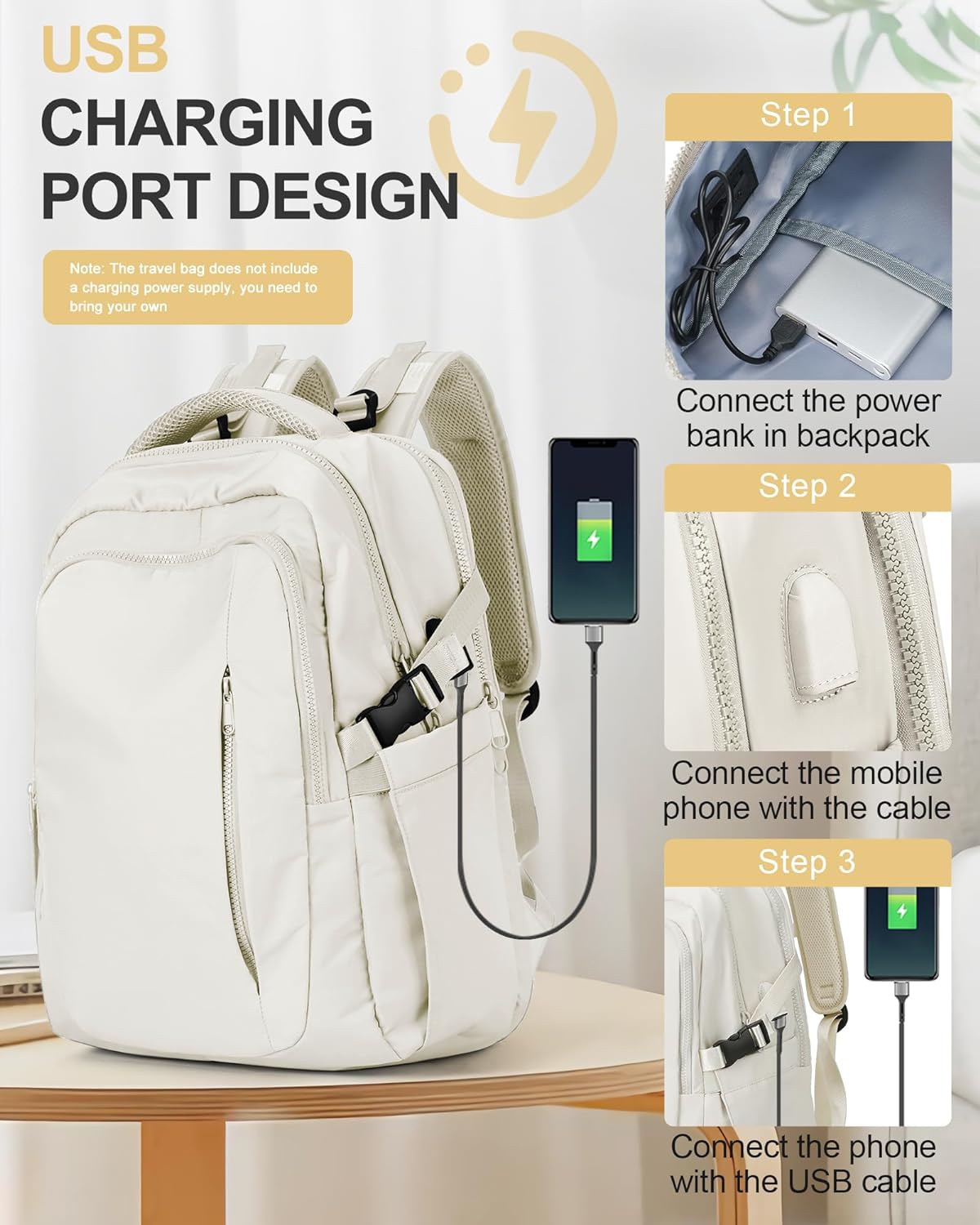 Backpack 15.6 Inch Laptop - WHITE