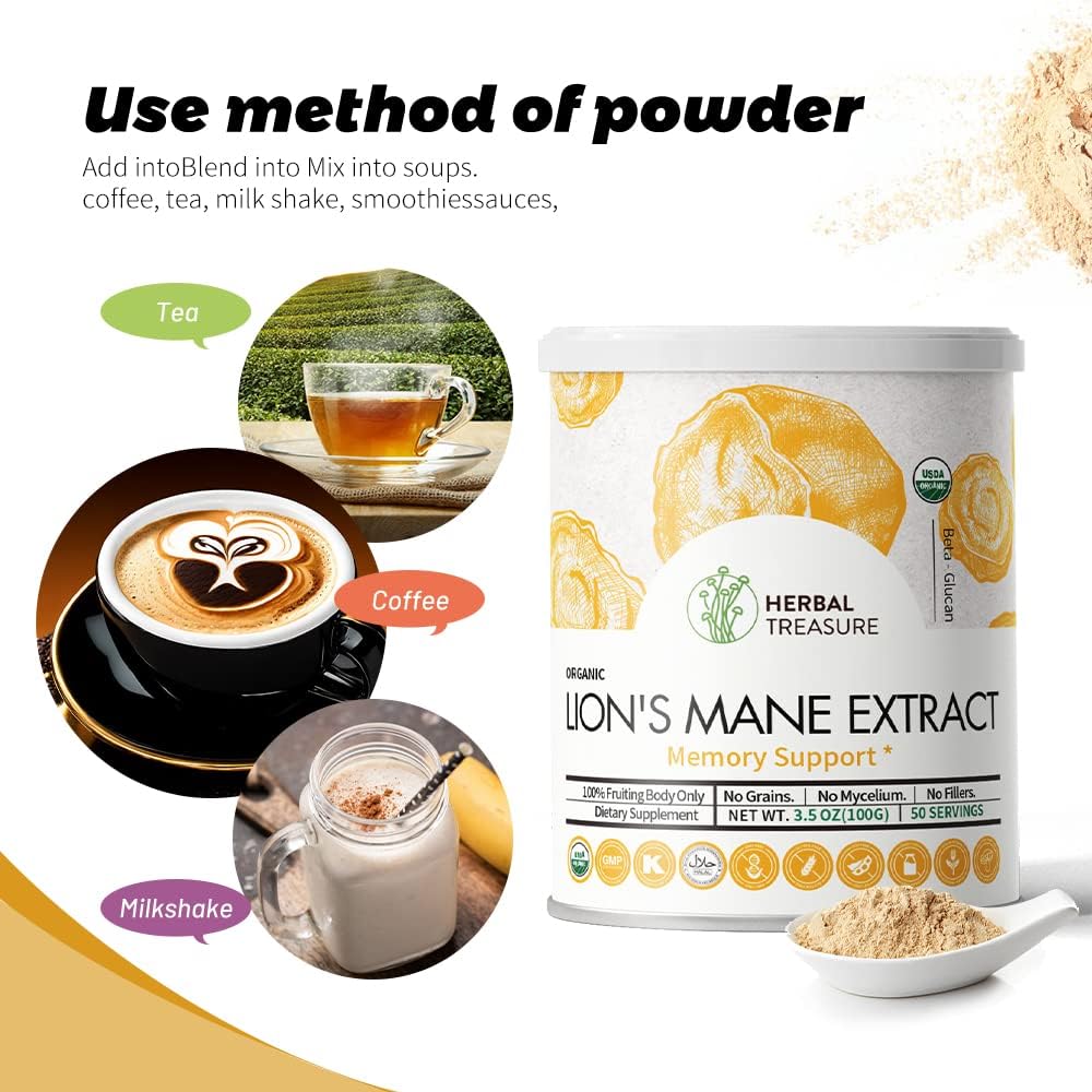 Organic Lion's Mane, Non-GMO and Gluten-Free Supplements