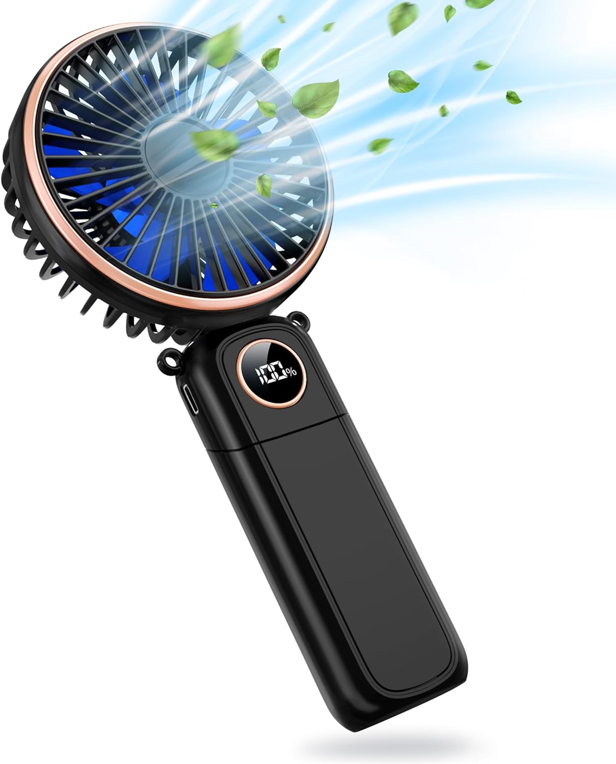 Fan Portable with LED Display,3-in-1 180° Foldable with 6 Speed
