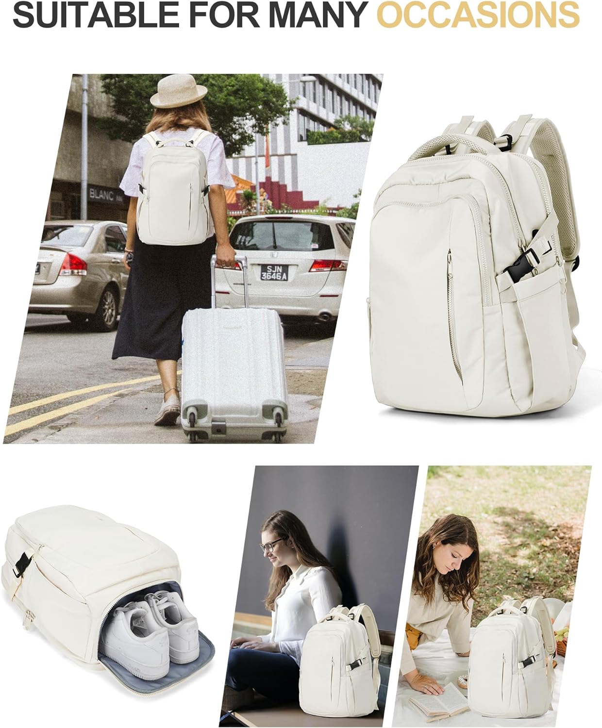 Backpack 15.6 Inch Laptop - WHITE