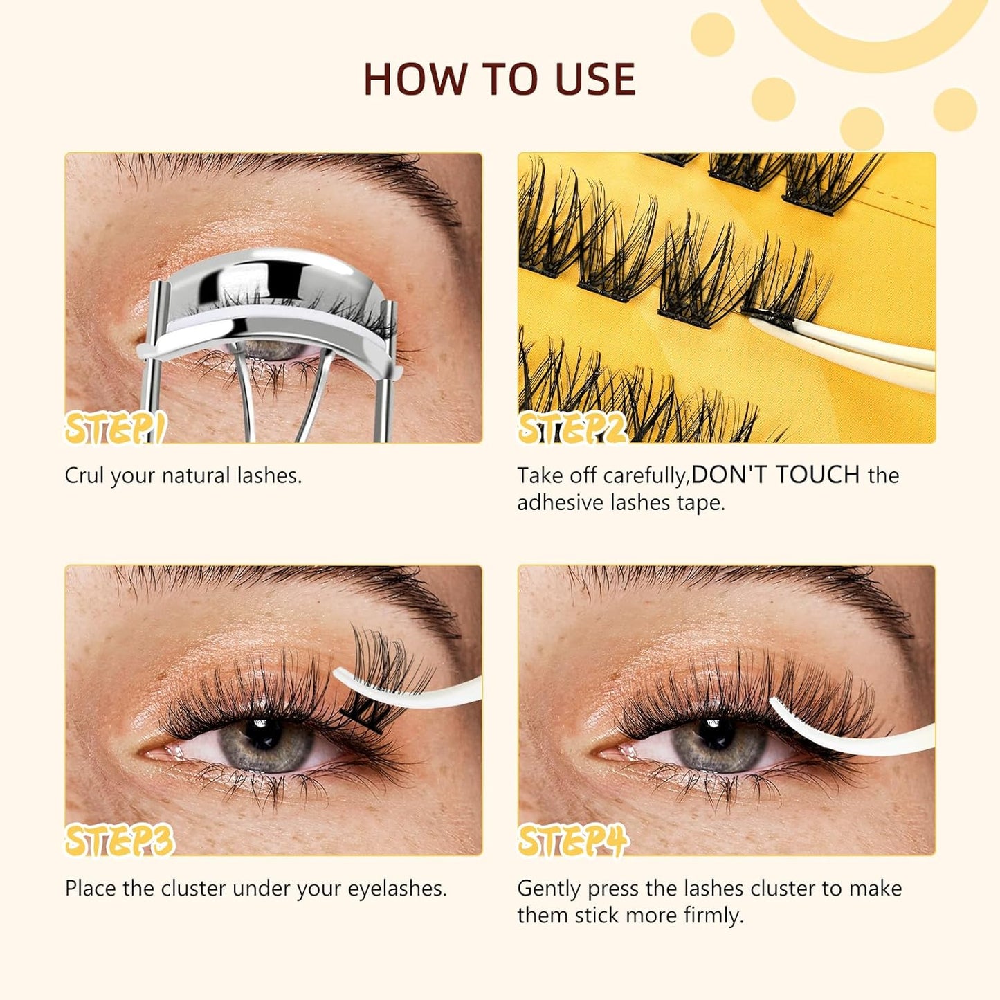 Self Adhesive Eyelashes Kit 32 Pcs Press On Lashes Pre Glued