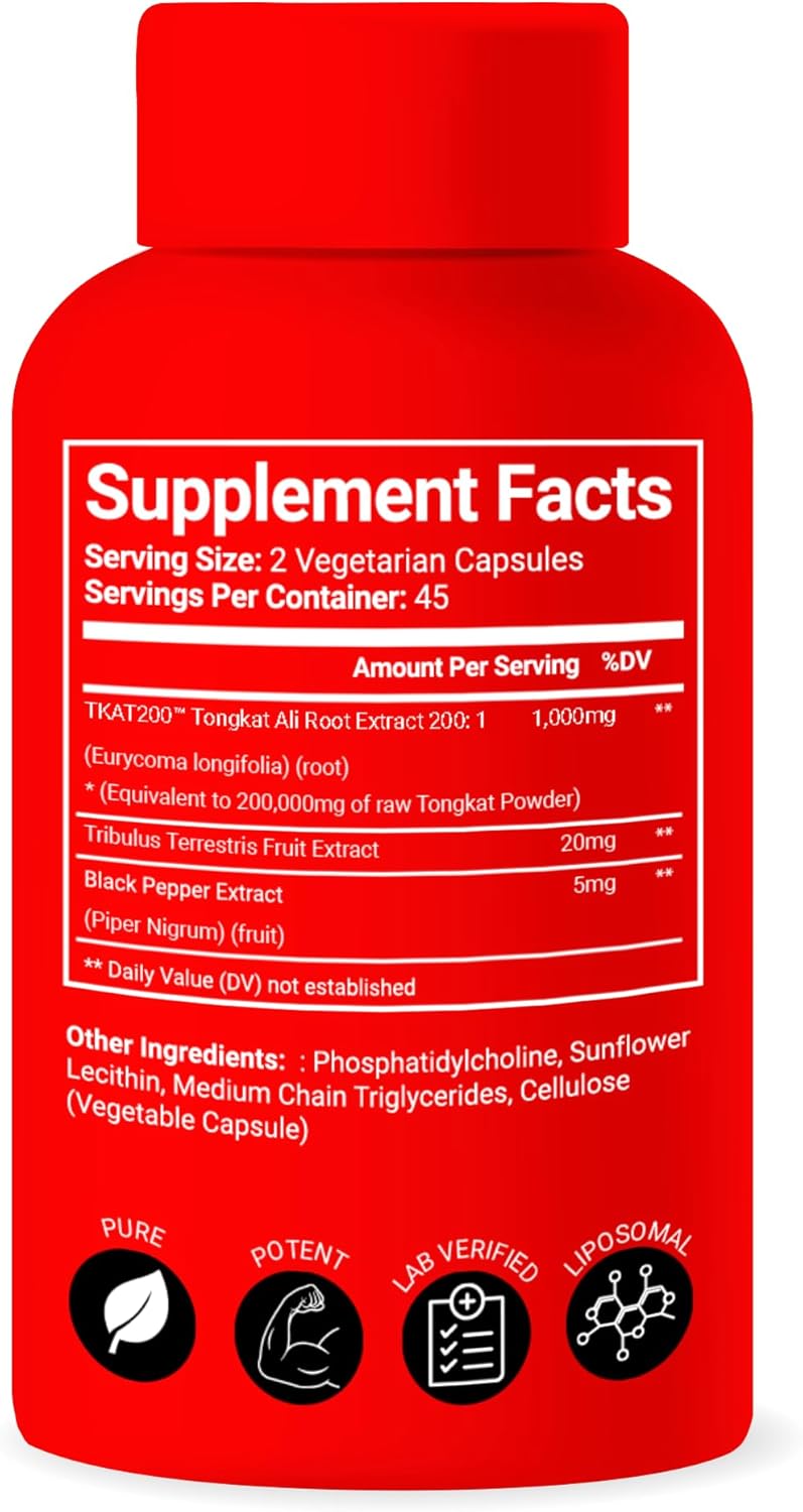 Liposomal Longjack Tongkat Ali Extract Capsules 200x Strength | 200,000 mg