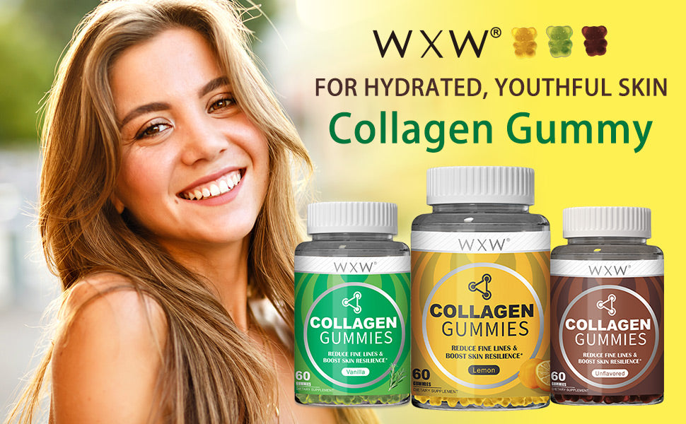 Collagen Peptides Gummies Non-GMO Anti-Aging Formula, Lemon- 60 pcs