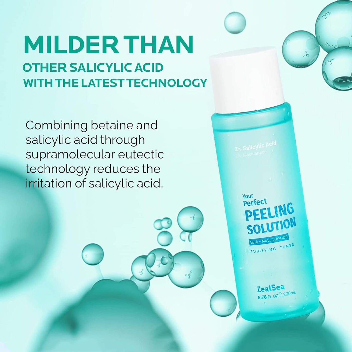 Face Toner - 2% Salicylic Acid- 2% Niacinamide - BHA Liquid Exfoliant -ZealSea