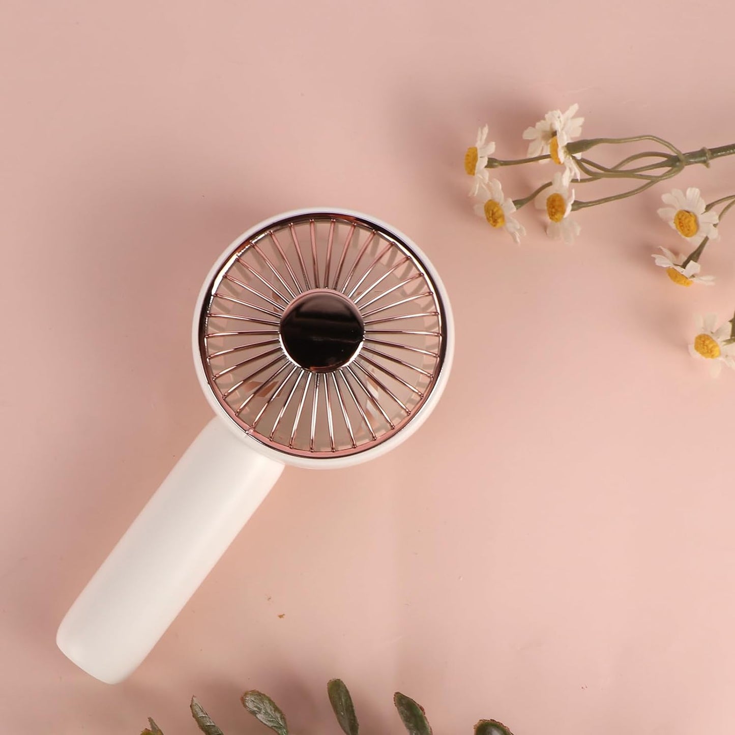 Fan Portable with Base, 3000mAh Battery USB Rechargeable Small - White