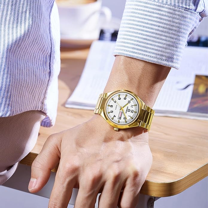 Men's Quartz Watch, Gold Stainless Steel Bracelet 36mm