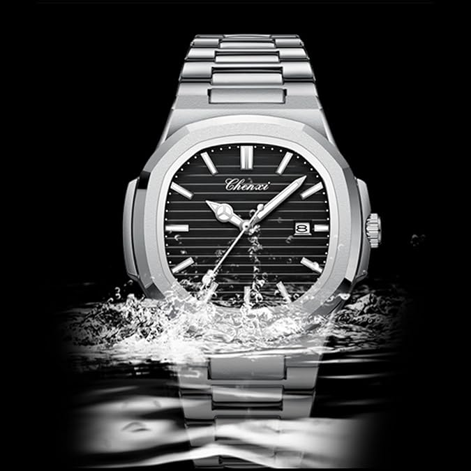 Men's Luxury Stainless Steel Watch, Elegant 40mm Analog Quartz
