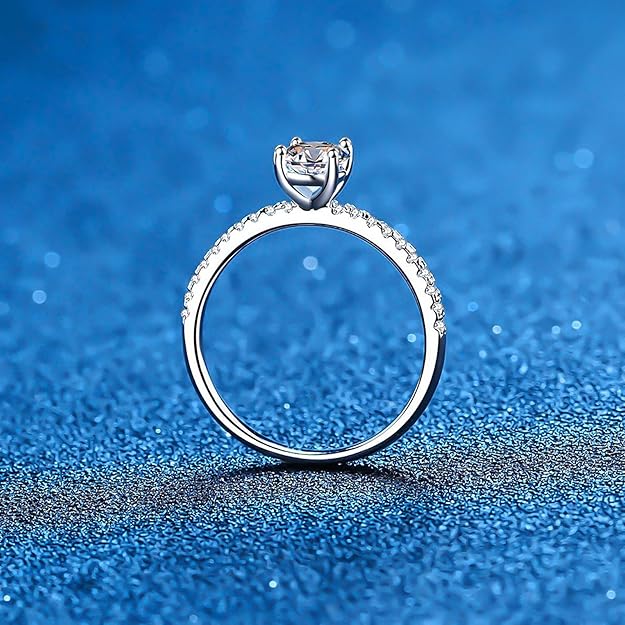 Promise Ring, 1.0 CT S925 Sterling Silver Oval, Cubic Zirconia - Size 6.5