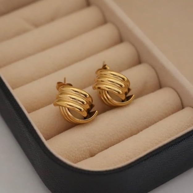 LUVA Knot Stud Earrings for Women, 18K Gold Plated