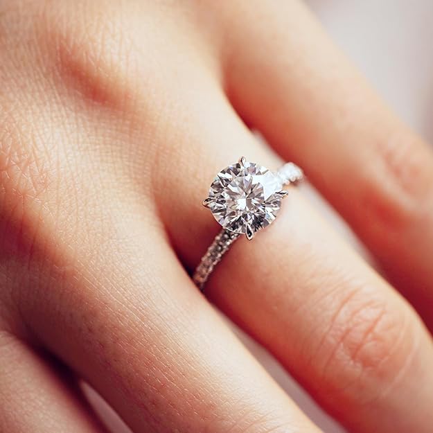 Cubic Zirconia Engagement Ring,VVS1 Clarity 1.5CT Lab Created Diamond- Size #6
