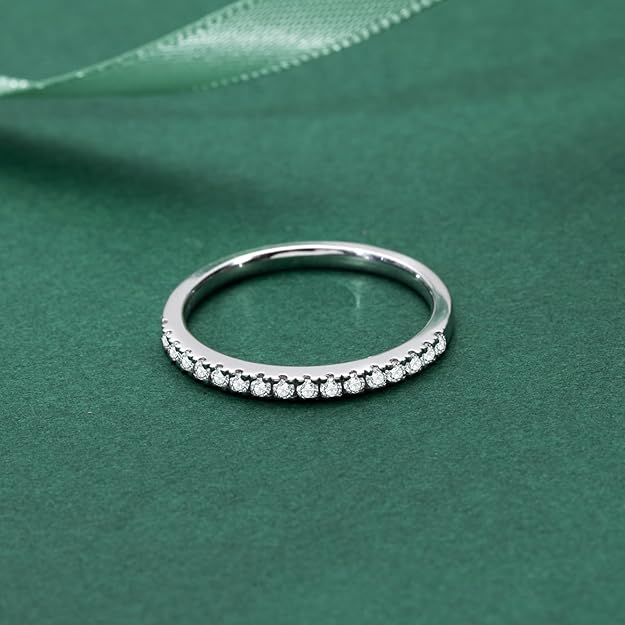 Moissanite Wedding Band Wedding Rings for Women 925 Sterling Silver - Size 6.5