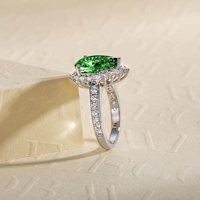 9.148cttw Cubic Zirconia Engagement Ring Pear Crushed Ice Cut 5A Grade - Size 6.5