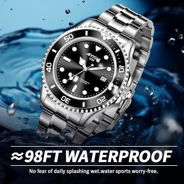 Men's Analog Quartz Watch Waterproof - Black