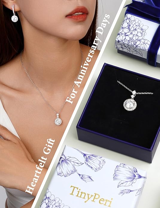 Necklace for Women 3 CT Round Cubic Zirconia White Gold Plated
