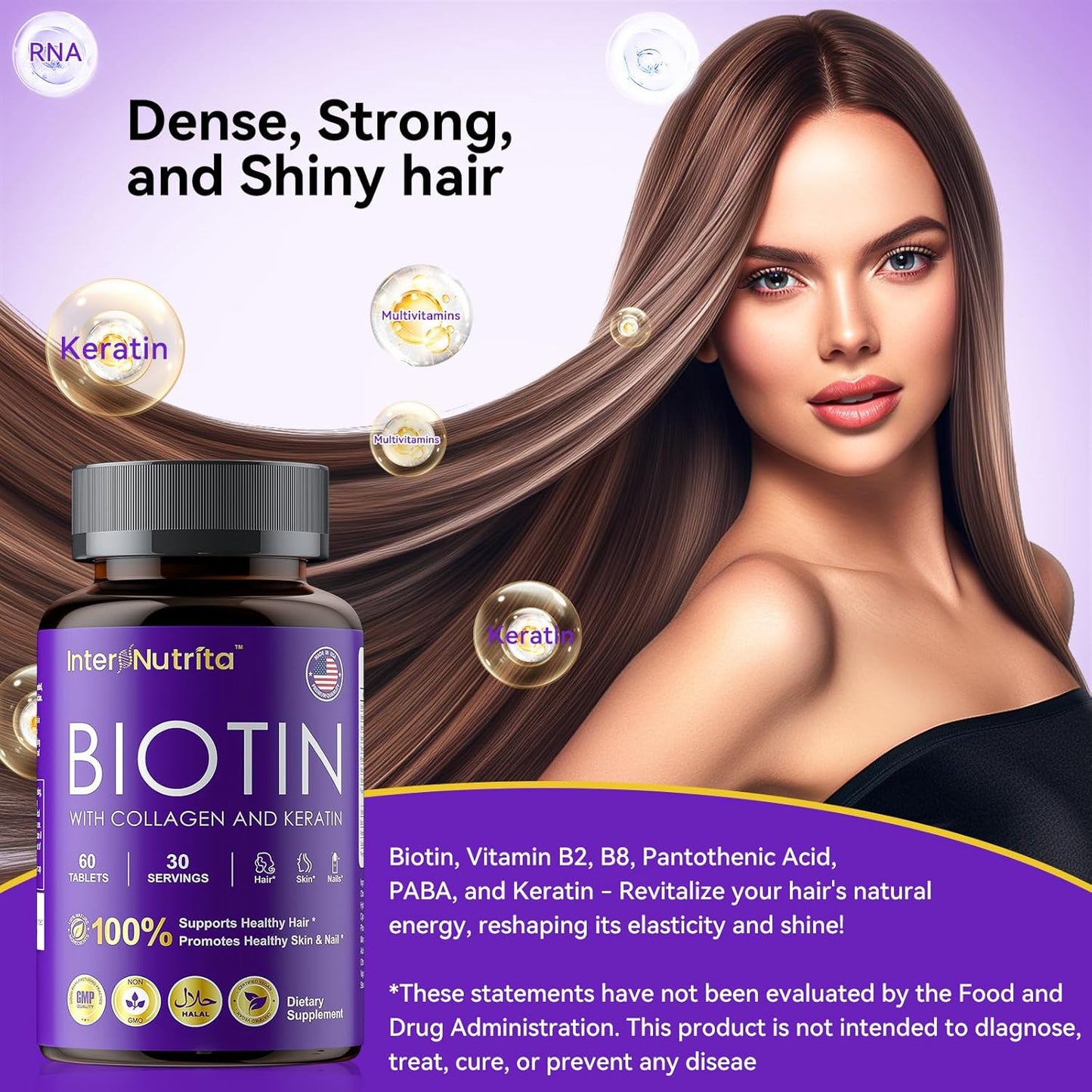 Biotin with Hydrolysed Collagen and Keratin, 5000mcg