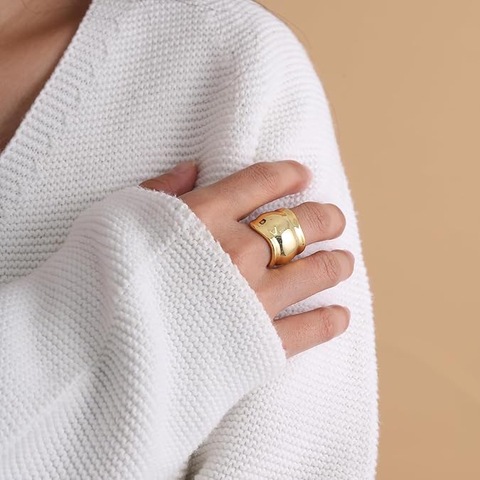 Ring 18K Gold Plated Sculptural Chunky