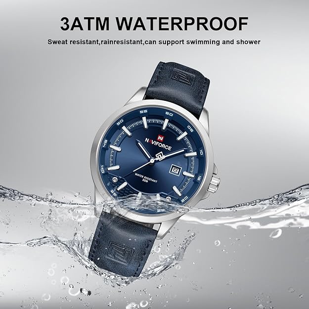 NAVIFORCE Watch Men's Minimalist Waterproof Quartz -Silver Blue