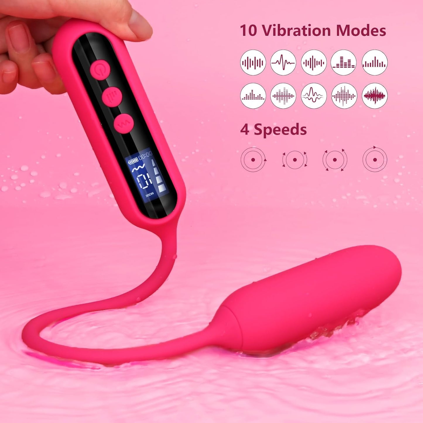 Vibrator Sex Toy with LCD Display 10 Vibration Modes & 4 Speeds