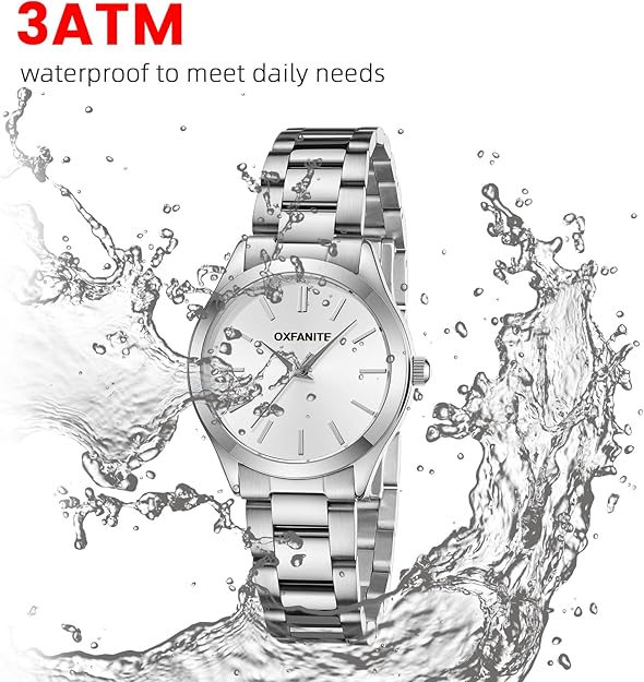 Women's quartz watch , Waterproof , Stainless Steel, 28mm