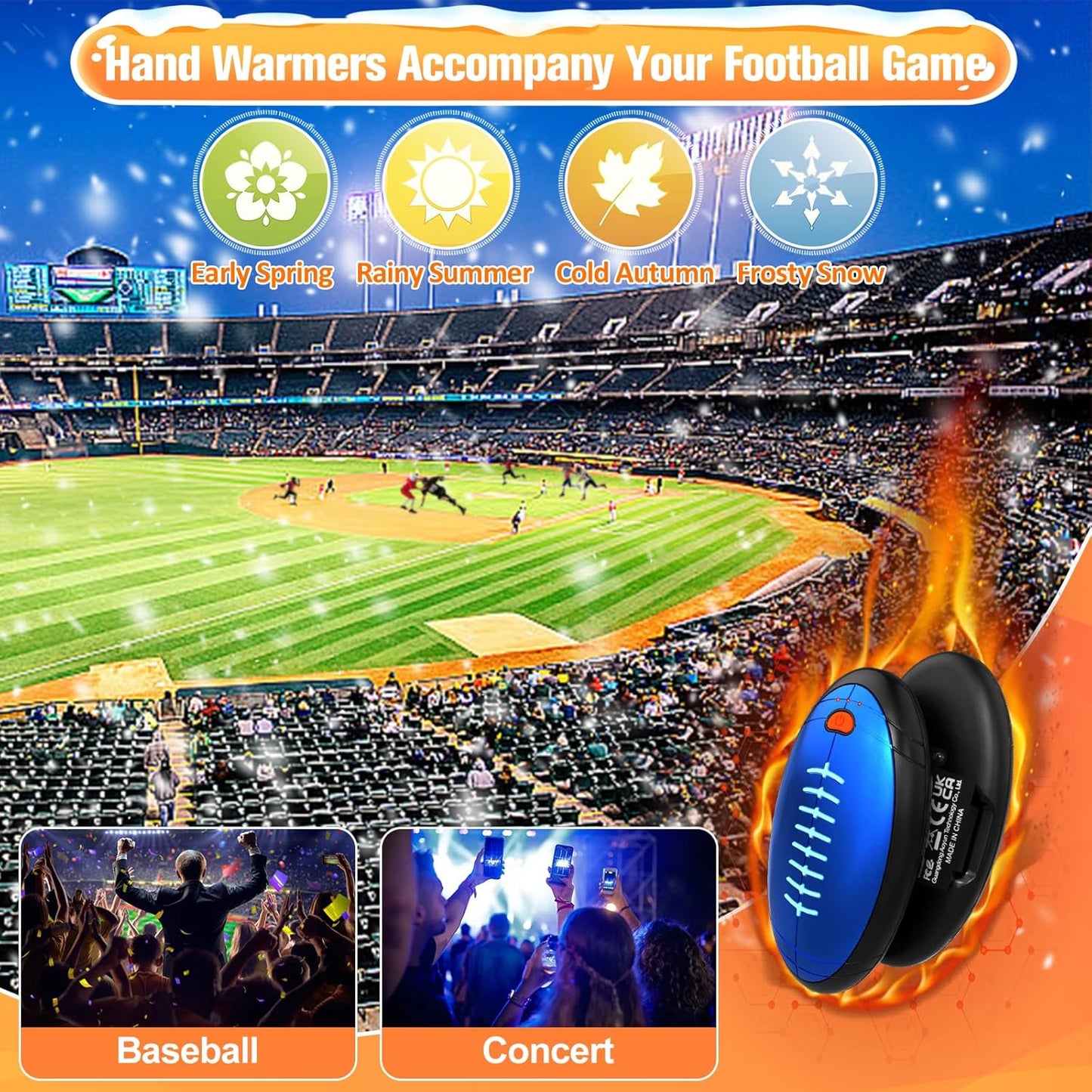 Hand Warmer Rechargeable, 2 Pack Rugby-Shaped