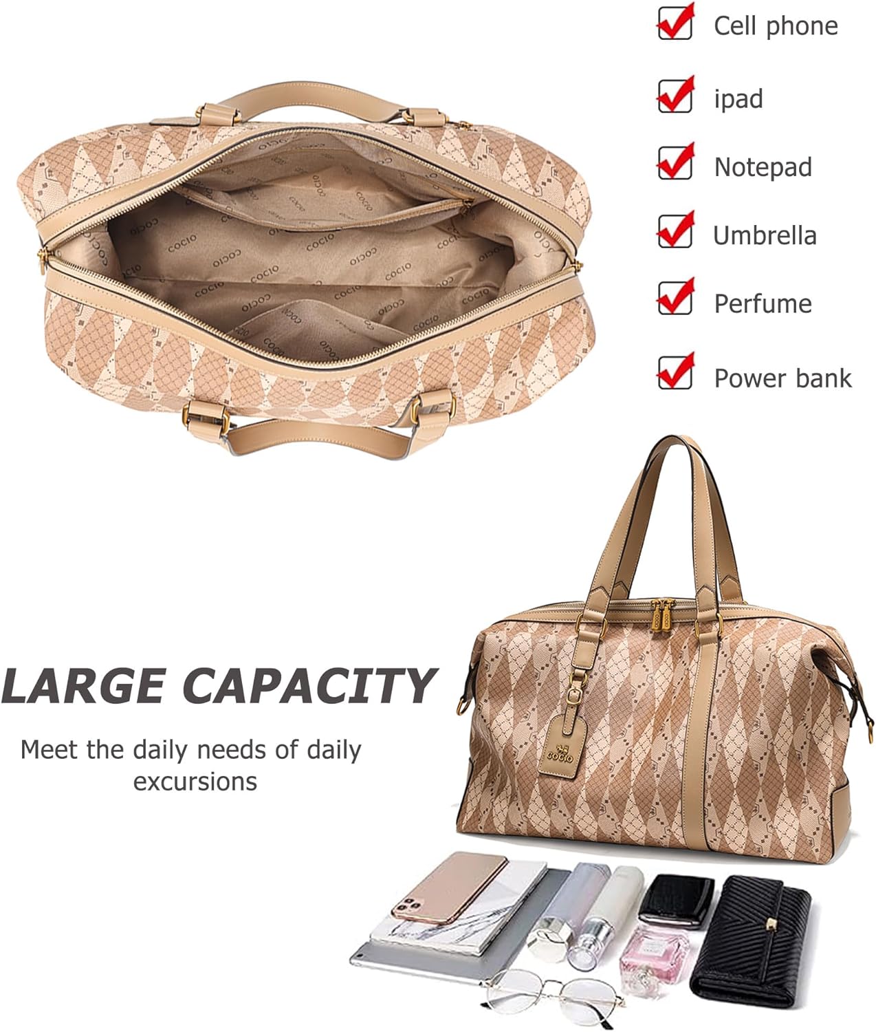 Travel Duffle Bag Trendy Weekender Overnight Bag for Women