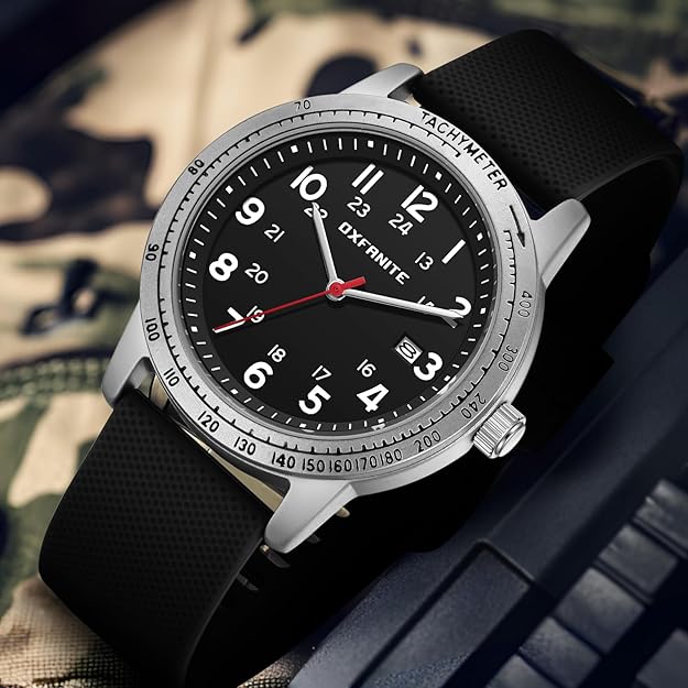Men’s Watch Military Style Sporty Easy to Read Waterproof - Black