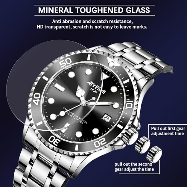 Men's Analog Quartz Watch Waterproof - Black