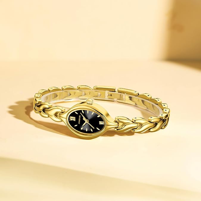 Women's Oval Bracelet Quartz Watch - Gold / Black
