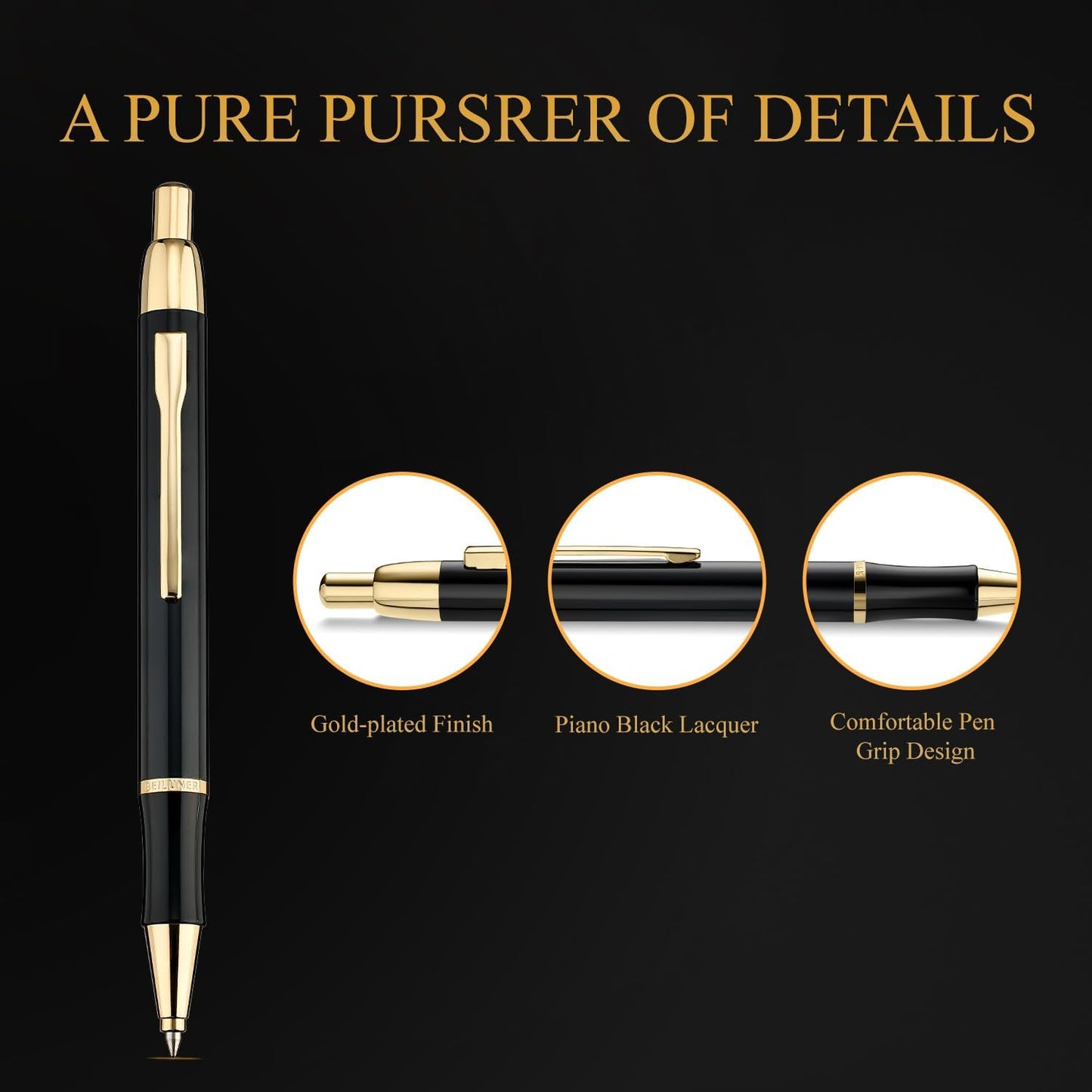 BEILUNER Luxury Gel Pen with 24K Gold Electroplating Finish