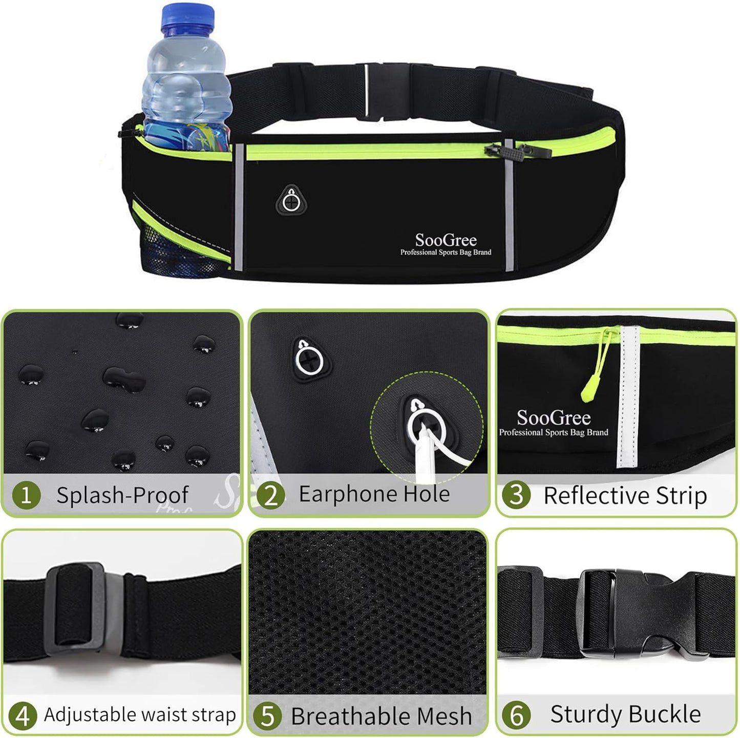Fanny Packs, Running Belt Pack - BLACK
