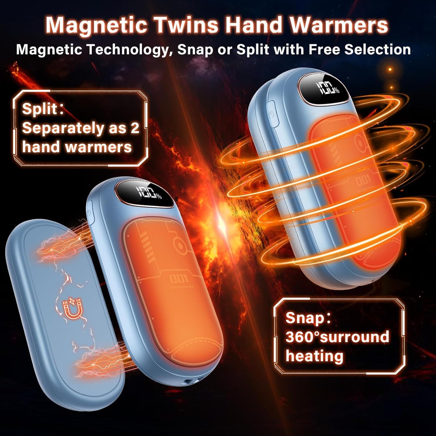 Hand Warmers Rechargeable - 2 in 1 Magnetic - BLUE