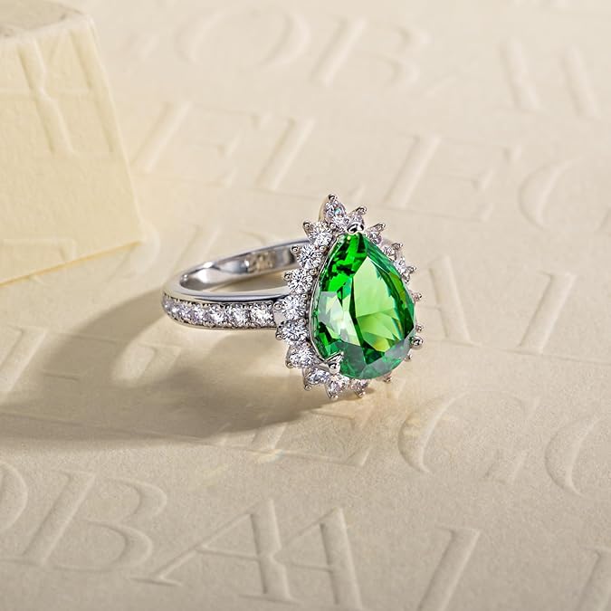 9.148cttw Cubic Zirconia Engagement Ring Pear Crushed Ice Cut 5A Grade - Size 6.5