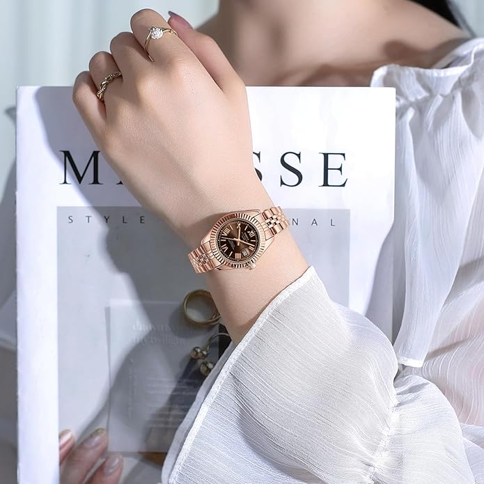Watch for Women Analog Quartz Waterproof 28mm - ROSE/BROWN