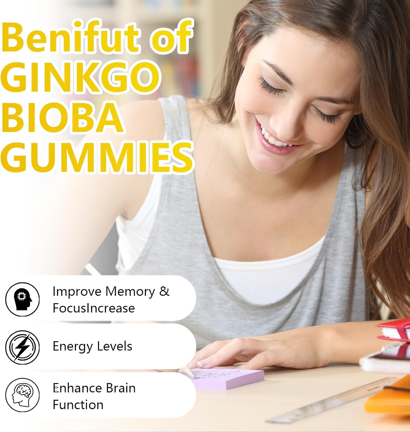 Ginkgo Biloba Gummies, 2000mg (60 pcs)