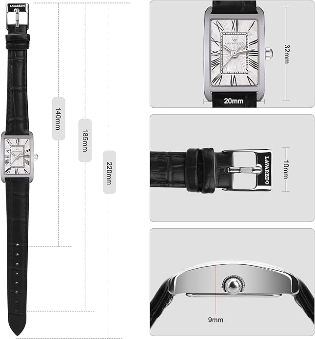 Watch for women Leather Strap Dainty Elegant - Silver Black