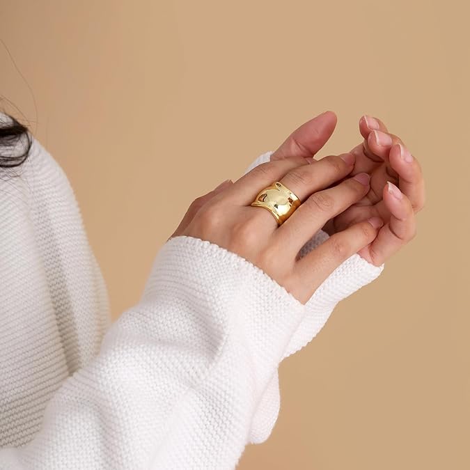 Ring 18K Gold Plated Sculptural Chunky