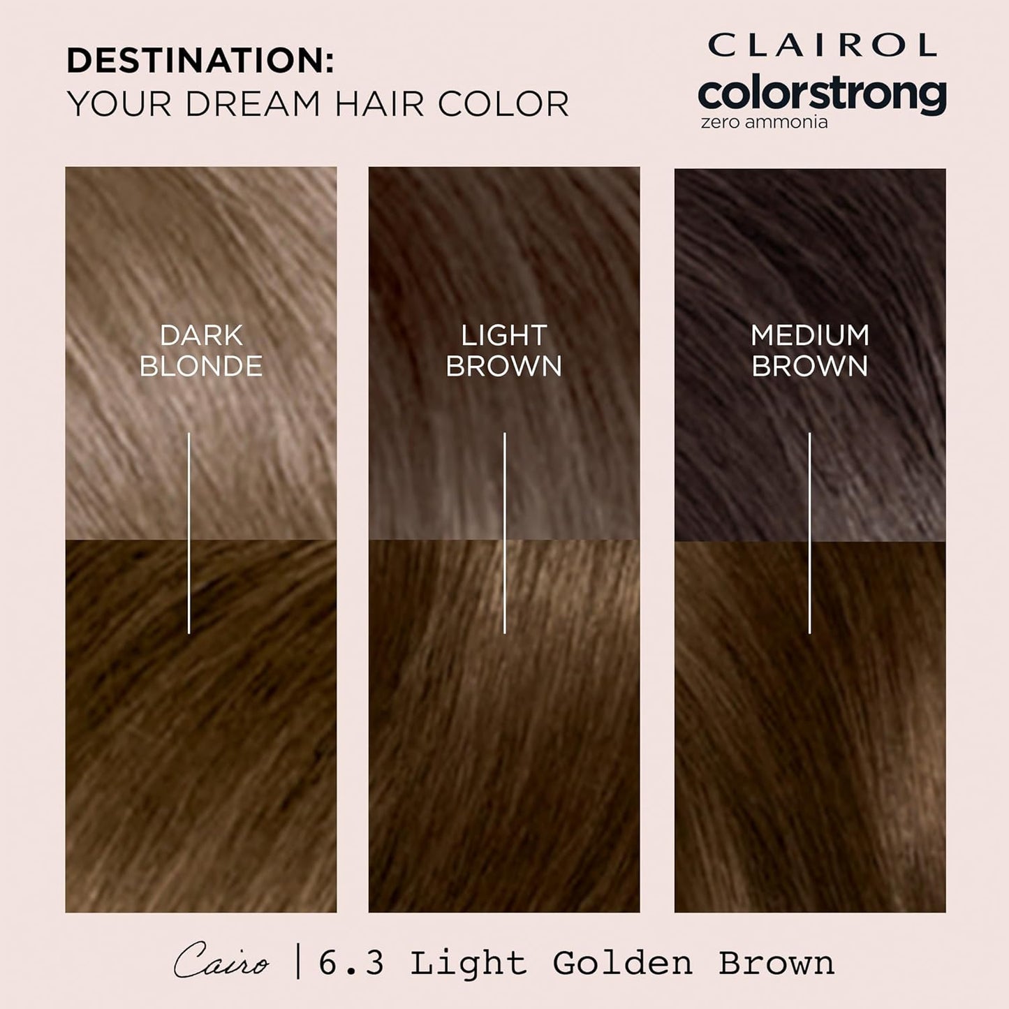 Clairol ColorStrong Permanent Zero Ammonia Hair Dye, 6.3 Light Golden Brown
