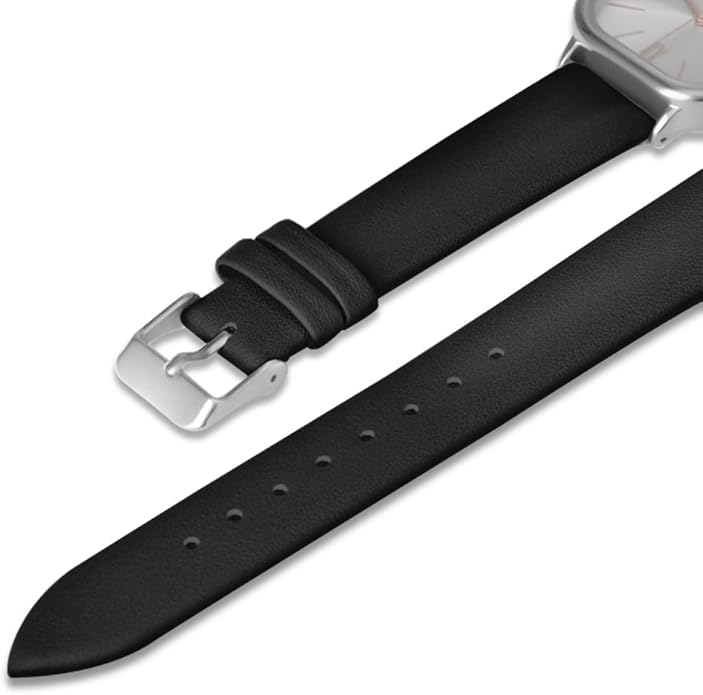 Watch for Women Leather Band Waterproof Analog - Black/Silver