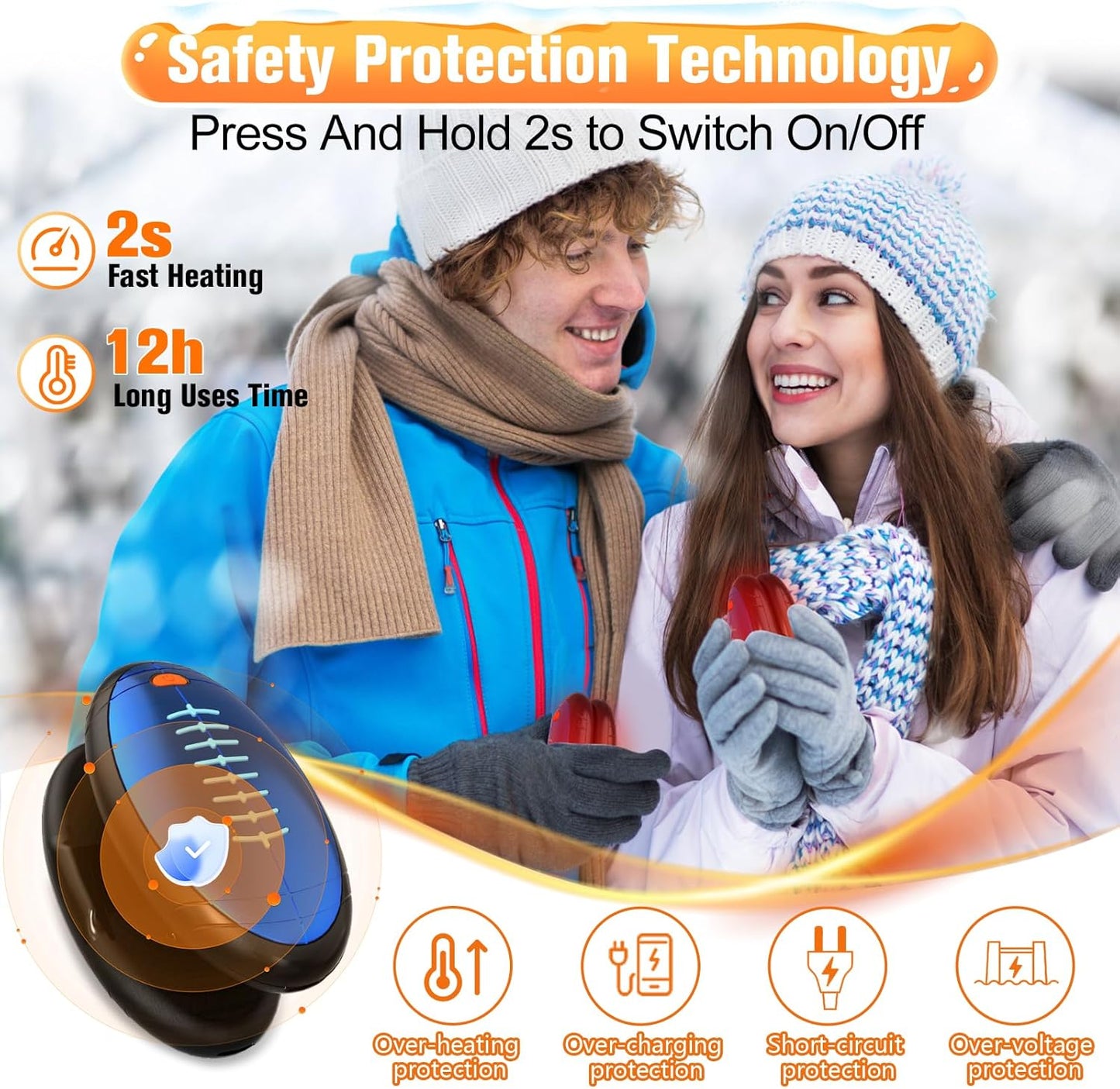 Hand Warmer Rechargeable, 2 Pack Rugby-Shaped