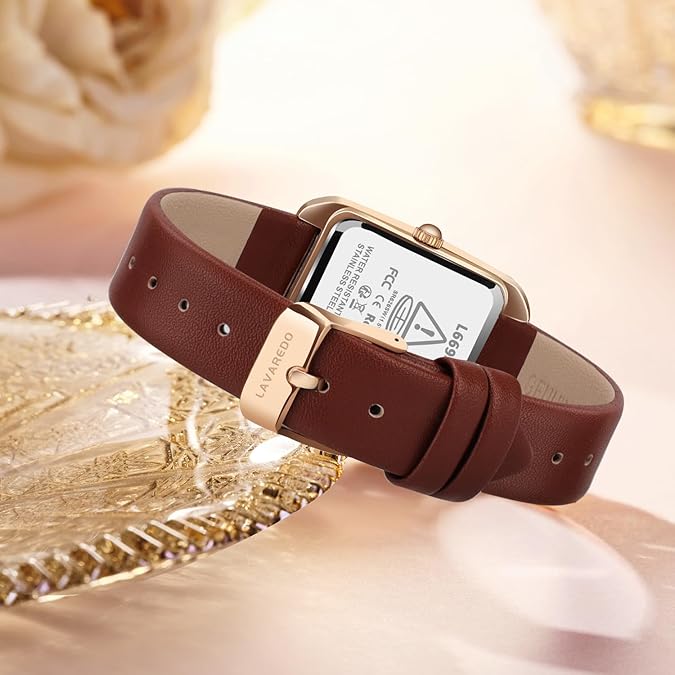 Watch for women Leather Strap Waterproof Analog - Shell Coffee