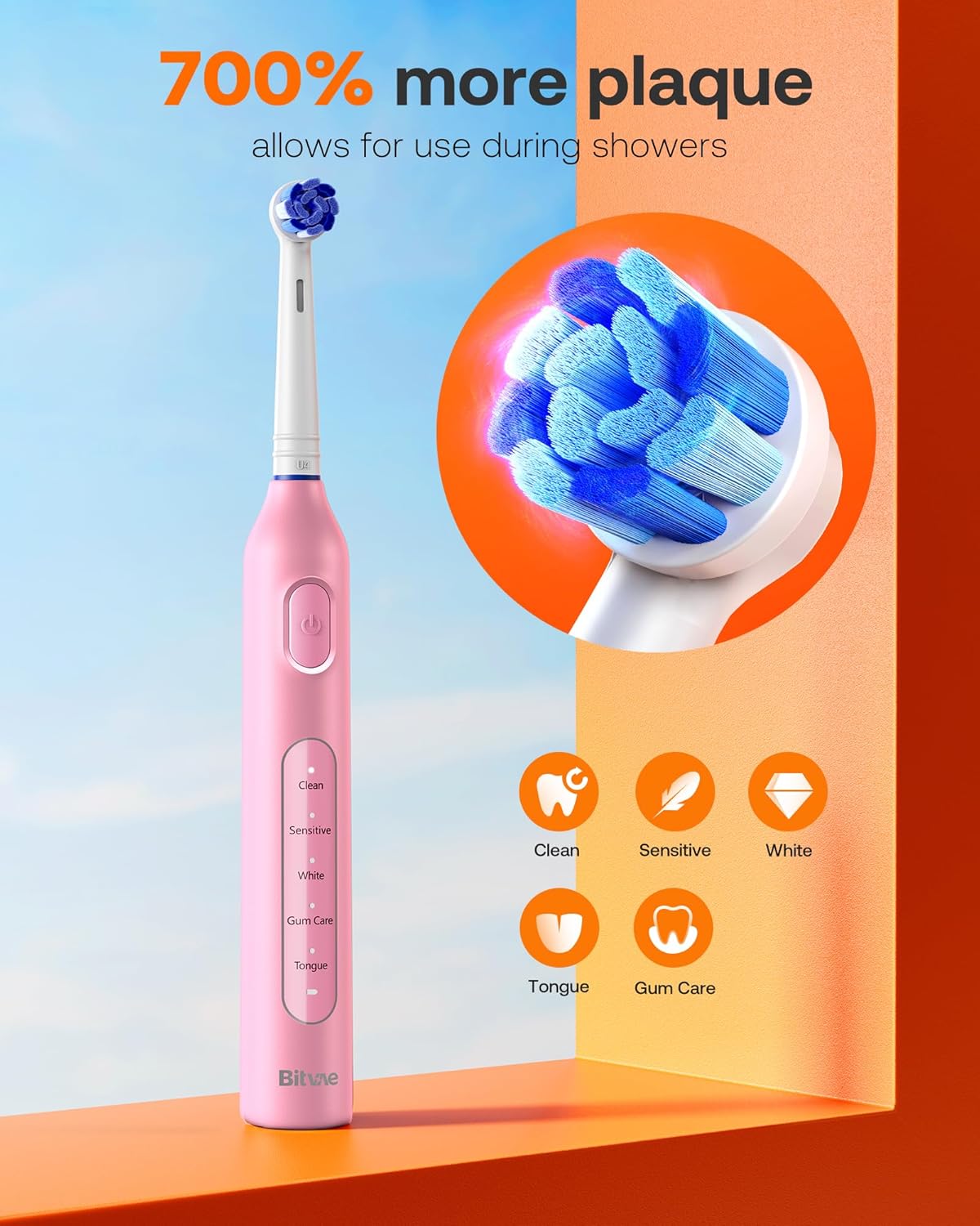 Water Dental Flosser Teeth Picks & Cordless toothbrush - PINK