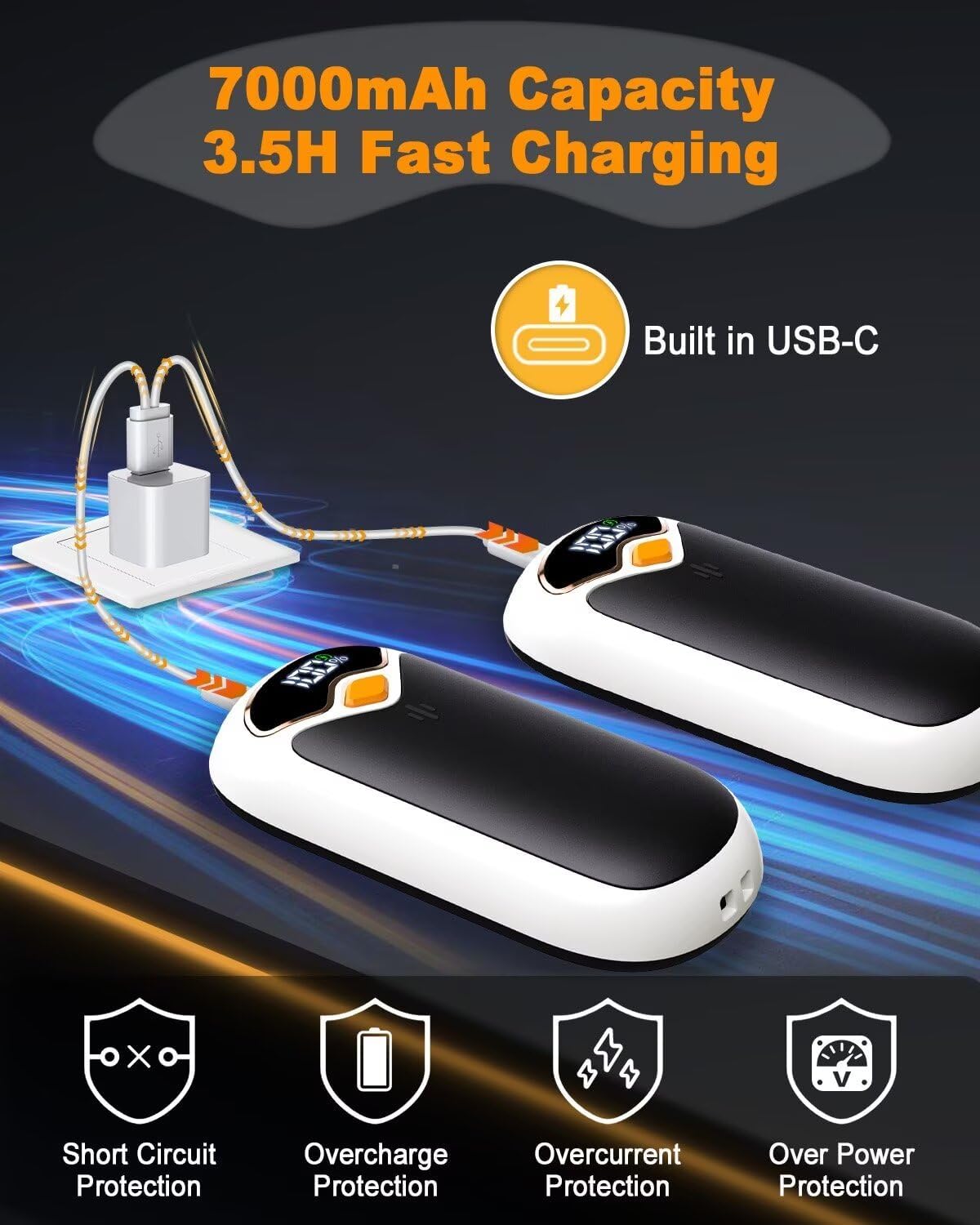 Hand Warmers Rechargeable 2 Pack - Black/White