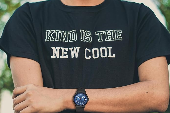 Watch Water resistant, Analog, Rubber Silicone Band (Black/Blue)