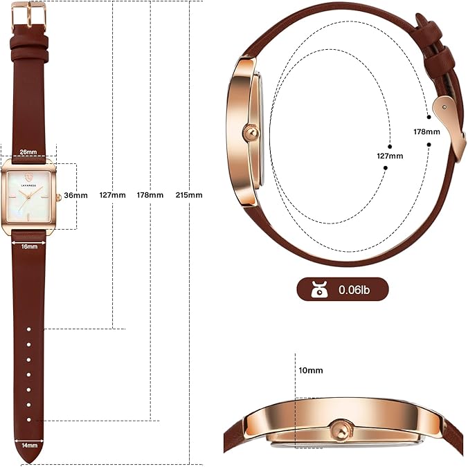 Watch for women Leather Strap Waterproof Analog - Shell Coffee