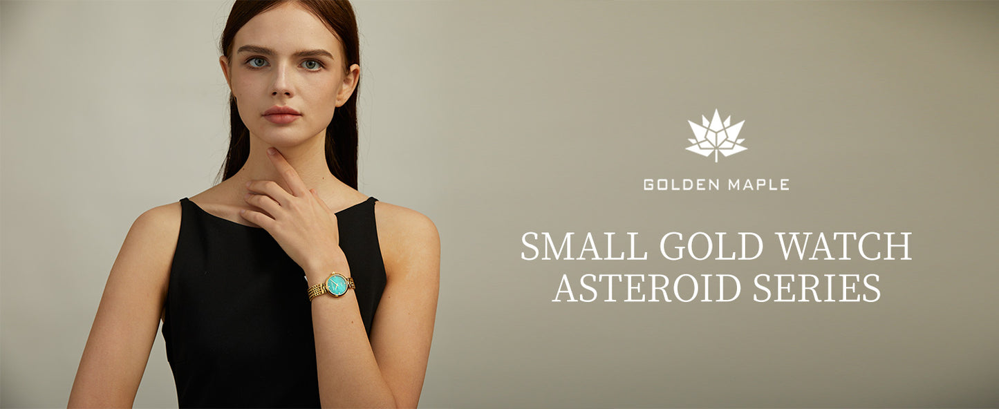 Dainty Gold Watch for Women: Mother of Pearl Dial with Diamond Time Markers