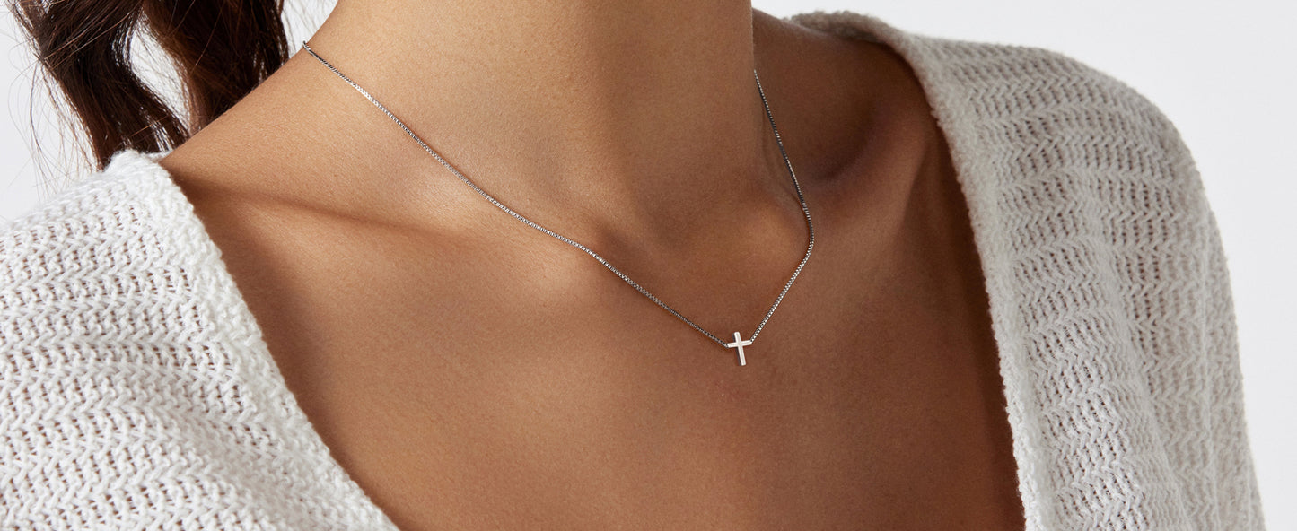 Cross Necklace for Women Dainty 14K Gold Silver Plated