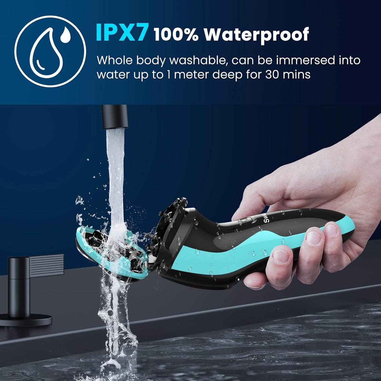 Electric Razor for Men, Waterproof Electric Shaver, Rechargeable